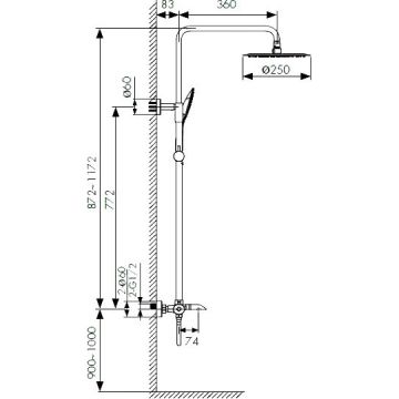 Душевая система Kaiser (Кайзер) Nove для ванн,для душа Хром (06182)