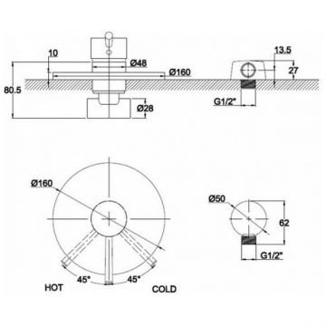 Смеситель Kaiser (Кайзер) Merkur скрытого монтажа с душем хром 26317