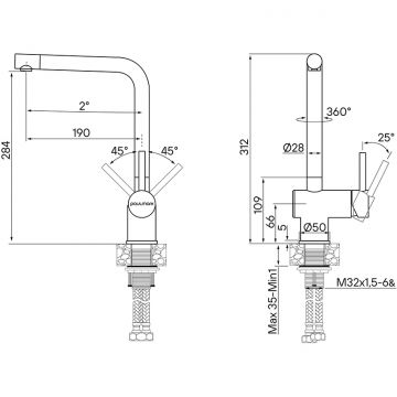 Смеситель для кухни Paulmark (Паульмарк) Spring, вороненая сталь, Sp212067-GM