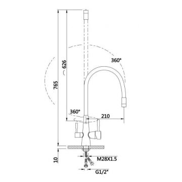 Смеситель Hansen (Хансен) для кухни с гибким изливом, под фильтр 15180-GC сатин/черный