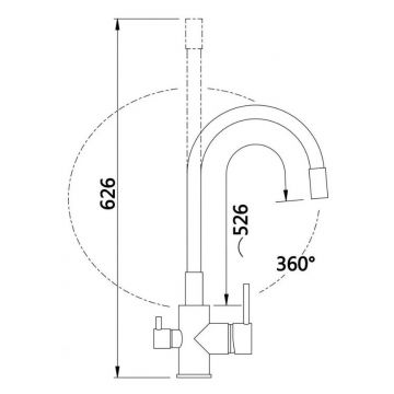 Смеситель Hansen (Хансен) для кухни с гибким изливом, под фильтр 15080-P хром/серый