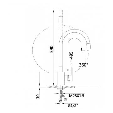 Смеситель Hansen (Хансен) для кухни с гибким изливом 59028-GC сатин/черный
