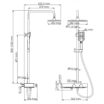 Душевой комплект Wasserkraft для душа хром (A11301 Thermo)