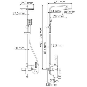 Душевой комплект Wasserkraft для душа хром (A16501)