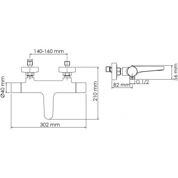 Термостатический смеситель для ванны Wasserkraft Elbe 7411 Thermo черный