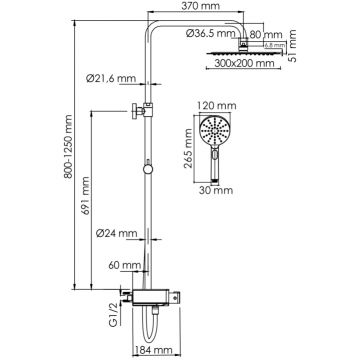 Душевой комплект с термостатическим смесителем Wasserkraft (Васеркрафт) Aller A113.069.127.CH Thermo хром