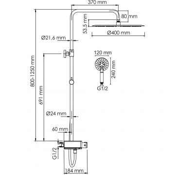 Душевой комплект с термостатическим смесителем Wasserkraft (Васеркрафт) Aller A113.117.058.CH Thermo хром