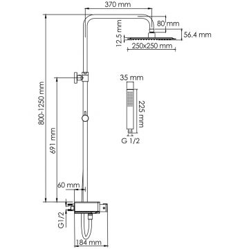 Душевой комплект с термостатическим смесителем Wasserkraft (Васеркрафт) Abens A114.255.218.CB Thermo черный