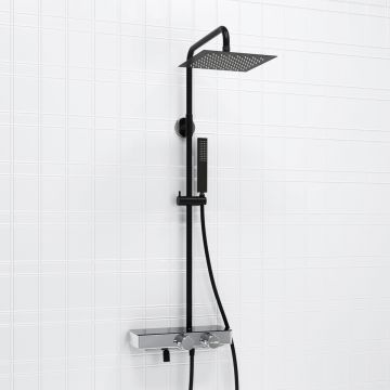 Душевой комплект с термостатическим смесителем Wasserkraft (Васеркрафт) Abens A114.255.218.CB Thermo черный