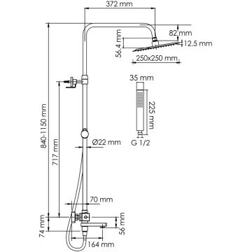 Душевой комплект с термостатическим смесителем Wasserkraft (Васеркрафт) Abens A299.255.218.BM Thermo черный