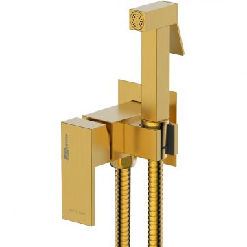 Встраиваемый смеситель для душа с гигиенической лейкой Wasserkraft (Васеркрафт) A71838 матовое золото