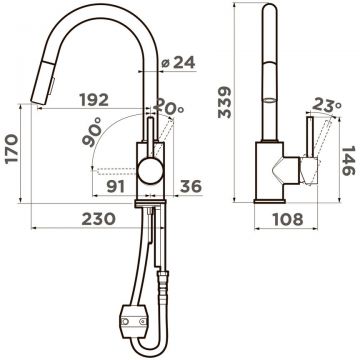 Смеситель для кухни Omoikiri (Омойкири) Shinagawa-SB BN нержавеющая сталь 4994459