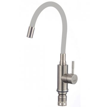 Смеситель для кухни Savol (Савол) с гибким изливом (S-SUS6002-04) сатин,серый