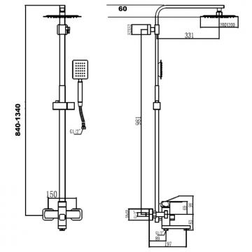 Душевая стойка Fmark FS8145H черный