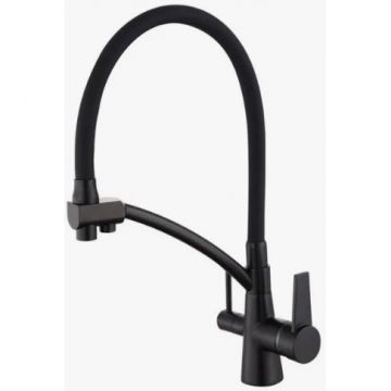Смеситель для кухни Vieir (Виеир) Kitchen с гибким шлангом выход на фильтр черный V15007-C