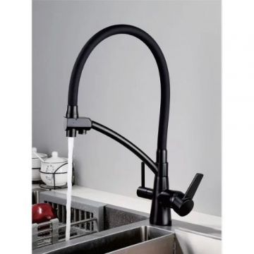 Смеситель для кухни Vieir (Виеир) Kitchen с гибким шлангом выход на фильтр черный V15007-C