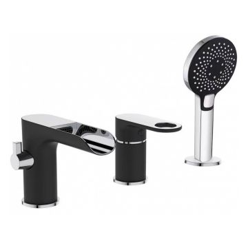 Смеситель на борт ванны Vieir (Виеир) V043533-C Черный/ Хром