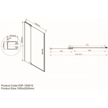 Душевая дверь Vincea Extra VDP-1E9010CLGM, 900/1000, вороненая сталь, стекло прозрачное