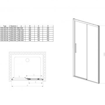 Душевая дверь Vincea Soft VDS-3SO140CLB, 1400, черный, стекло прозрачное
