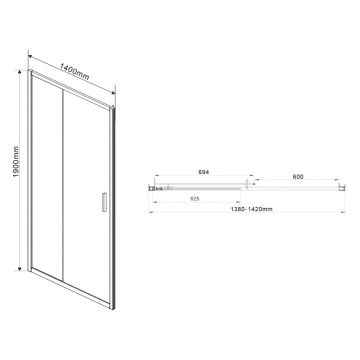 Душевая дверь Vincea Garda VDS-1G140CLB, 1400, черный, стекло прозрачное
