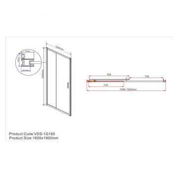 Душевая дверь Vincea Garda VDS-1G160CH, 1600, хром, стекло шиншилла