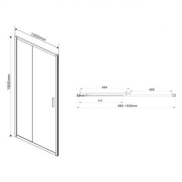 Душевая дверь Vincea Garda VDS-1G100CL, 1000, хром, стекло прозрачное
