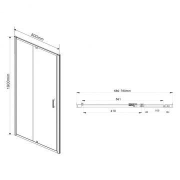 Душевая дверь Vincea Intra VDP-1I7080CL, 700/800, хром, стекло прозрачное