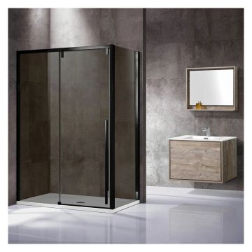 Душевой уголок Vincea Lugano VSR-1L9012CLB-1, 1200х900 мм (габариты площадки) черный, стекло тонированное