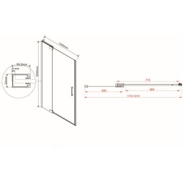 Душевая дверь Vincea Extra VDP-1E1112CLB 1100/1201х2000 черный стекло прозрачное