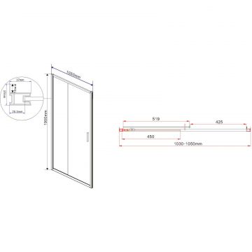 Душевая дверь Vincea Garda VDS-1G105CL 1050х1900 хром стекло прозрачное