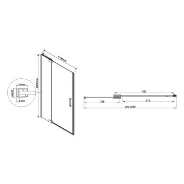 Душевая дверь Vincea Extra VDP-1E9010CL, 900/1000, хром, стекло прозрачное