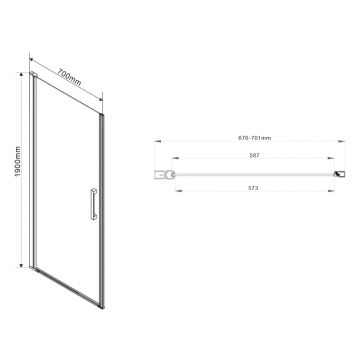 Душевая дверь Vincea Orta VPP-1O700CH-R, 700, хром, стекло шиншилла, правая