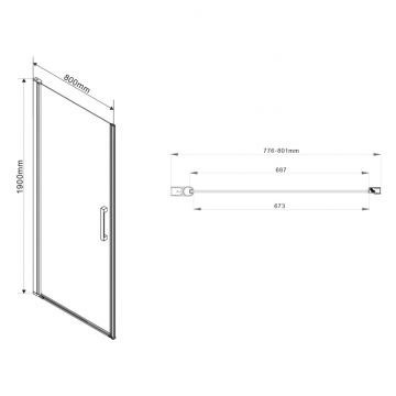 Душевая дверь Vincea Orta VPP-1O800CLB, 800, черный, стекло прозрачное