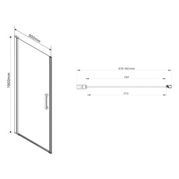 Душевая дверь Vincea Orta VPP-1O900CH-L, 900, хром, стекло шиншилла, левая
