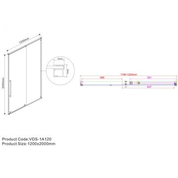 Душевая дверь Vincea Arno VPS-1A120CLB 120х200 стекло прозрачное