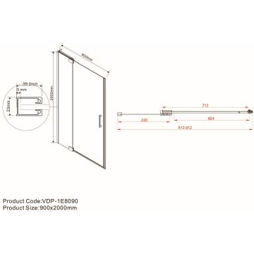 Душевая дверь Vincea Extra VDP-1E8090CLB 80х200 стекло прозрачное