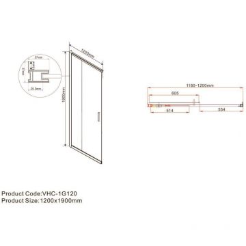Дверь для душевого уголка Vincea Garda VHC-1G120CH, хром, стекло шиншилла
