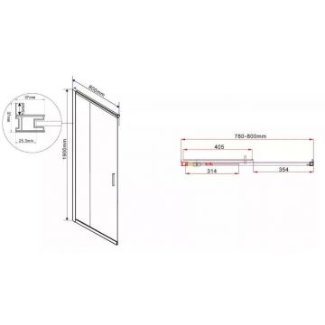 Дверь для душевого уголка Vincea Garda VHC-1G800CLGM, вороненая сталь, стекло прозрачное