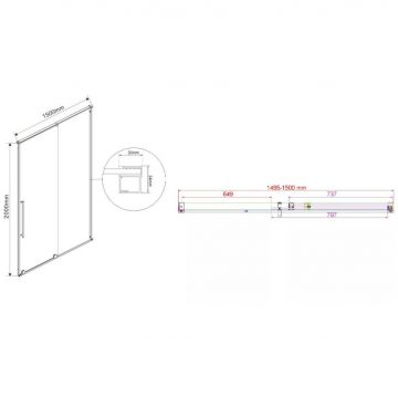 Душевая дверь Vincea Arno VPS-1A150CL, 1500, хром, стекло прозрачное