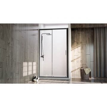 душевая дверь Veconi VN72B-110-01-C4 11000х1950 мм профиль черный, стекло прозрачное