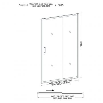 Душевая дверь Veconi Vianno 110x195 см стекло прозрачное профиль черный механизм раздвижной (VN46B-110-01-19C1)