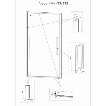 душевая дверь Veconi VN33-80-01-C7 800х1950 мм профиль хром, стекло прозрачное