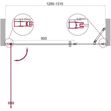 Душевая дверь BelBagno ETNA-B-11-30+100-C-Cr хром, стекло прозрачное 6 мм (1300х1950)