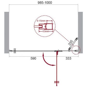 Душевая дверь BelBagno KRAFT-B-12-60/40-C-Cr-R хром, стекло прозрачное 6 мм (1950х1000)