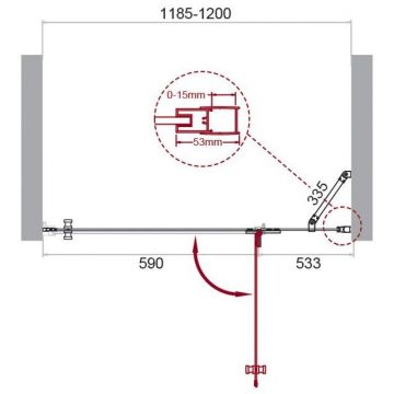 Душевая дверь BelBagno KRAFT-B-12-60/60-C-Cr-R хром, стекло прозрачное 6 мм (1950х1200)