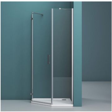 Душевой уголок BelBagno (Бельбагно) KRAFT-P-1-80-C-Cr-L хром, стекло прозрачное 6 мм (800х1950х800)