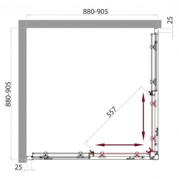 Душевой уголок BelBagno SELA-A-2-90-P-Cr хром, стекло рифленое 5 мм (900х1900х900)