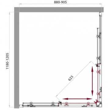 Душевой уголок BelBagno (Бельбагно) SELA-AH-2-120/90-C-Cr хром, стекло прозрачное 5 мм (1200х1900х900)