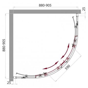 Душевой уголок BelBagno (Бельбагно) SELA-R-2-90-P-Cr хром, стекло рифленое 5 мм (900х1900х900)