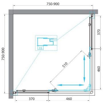 Душевой уголок BelBagno (Бельбагно) UNIQUE-A-2-75/90-M-Cr хром, стекло матовое 5 мм (750/900х1900х750/900)